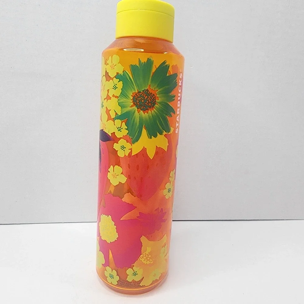 Starbucks Strawberry Fields Floral Flower Reusable Water Bottle 24 oz Tropical